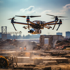 Drone at a construction site.