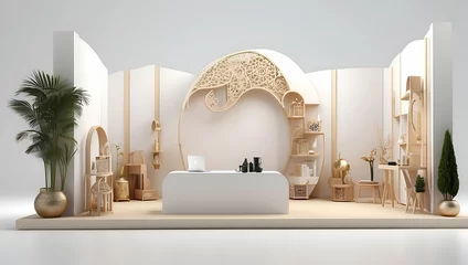 Deurstickers 3d rendering of islamic exhibition booth © HeyKun