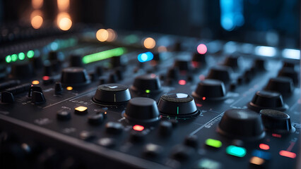 audio production equipment with blurred background - obrazy, fototapety, plakaty