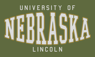 Nebraska University Lincoln Varsity style graphic. Editable and ready to use for Tee Shirt, hoodie, and others