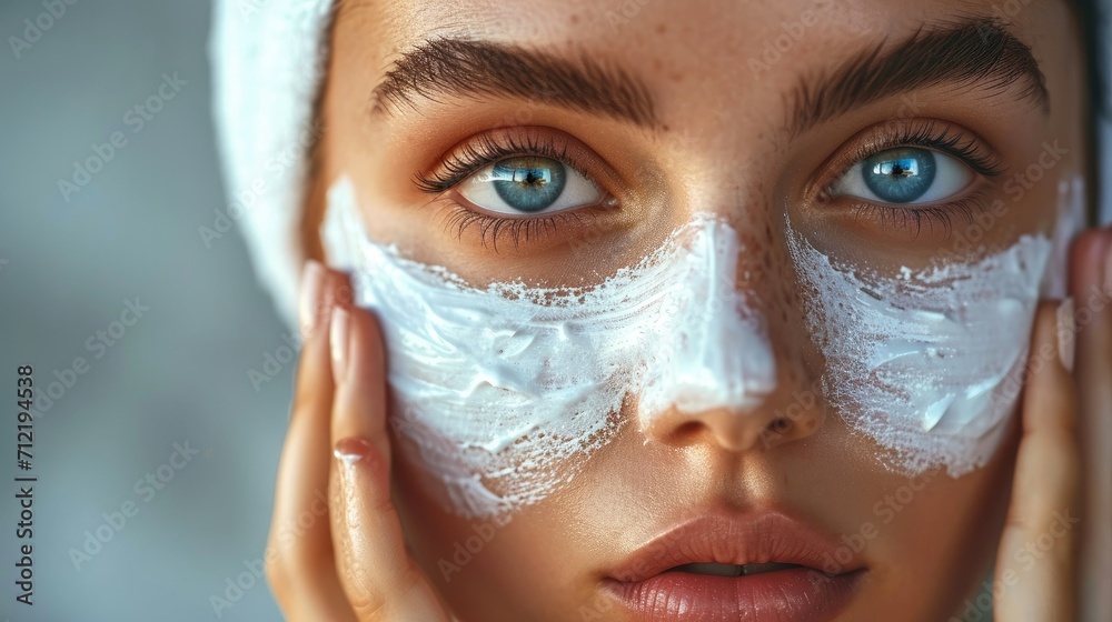 Sticker The significance of sunscreen and protection in a complete facial care routine. Generative AI.