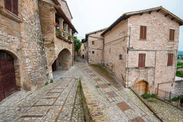 Cobblestone Pedestrian Alley in Spello - Italy