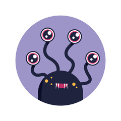 Avatar of monster in the colorful style. This image masterfully combines design elements to showcase the endearing nature of the funny monster avatar. Vector illustration.