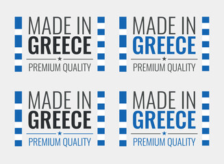 made in Greece labels set, Hellenic Republic product icons