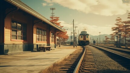 Fototapeta na wymiar Japanese Vintage Train Station