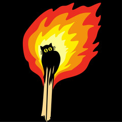 cat and fire illustration
