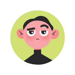 Avatar of emotional person in the colorful style. The cartoon design of the avatar boys effectively conveys a variety of crazy emotions. He shows misunderstanding. Vector illustration.