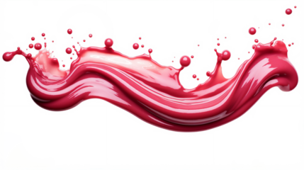 Spread of strawberry sauce jam with splashes isolated transparent Generative AI