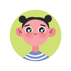 Avatar of emotional person in the colorful style. Avatar girls showcase emotions, skillfully blending design elements to create a visually appealing and relatable image. Vector illustration.