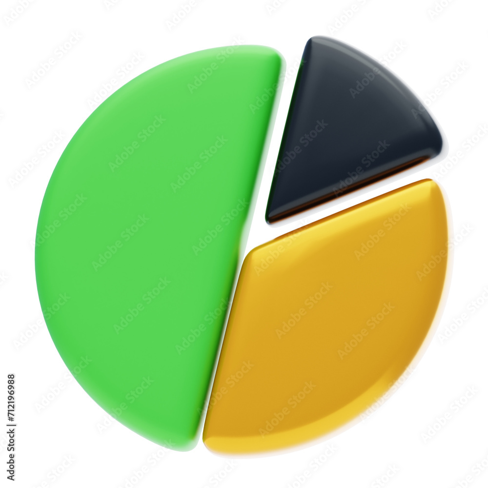 Aufkleber 3d pie chart visualizing data slices. 3d illustration, 3d element, 3d rendering. 3d visualization is