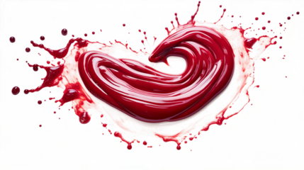 Spread of strawberry sauce jam with splashes isolated transparent Generative AI