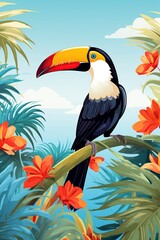 Obraz premium illustration a cute parrot with beautiful colors