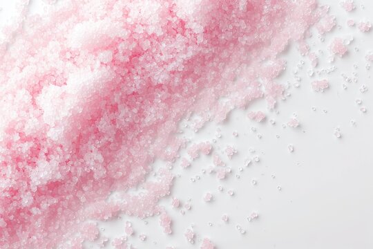 Pink exfoliating product with salt or sugar texture on a white background Picture