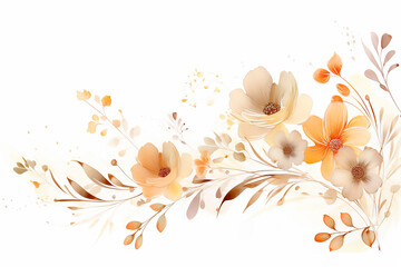 watercolor flowers background color amber orange yellow