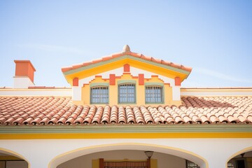 Fototapeta na wymiar spanish style claytiled roof on a building with arches