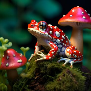 Wonderful red frog colored images Generative AI