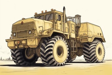 cartoon drawing of a large vehicle. Generative AI