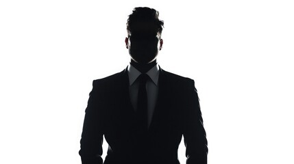 Silhouette of handsome businessman on white background