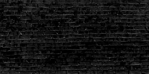 Texture of a brick wall. Vintage background design. Black brick wall background, close up. Antique texture, grunge. The wall is made of bricks.