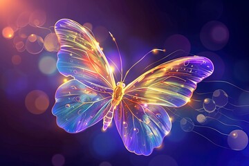 bright background with a transparent butterfly