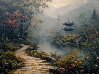  Misty Japanese Garden