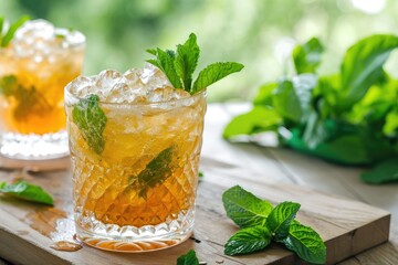 Cold mint julep a refreshing drink for the Derby - obrazy, fototapety, plakaty