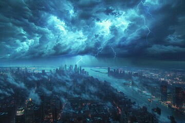  Thunderstorm City Skyline