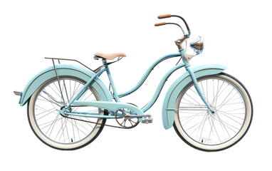 Bicicleta Retro Cruiser de Playa en Azul Pastel Sobre Fondo Transparente