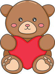 Teddy Bear Hugging Heart Illustration