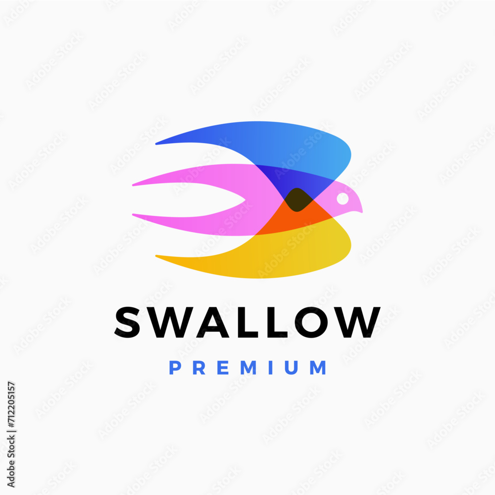 Wall mural swallow bird multiply overlapping color gradient logo vector icon illustration