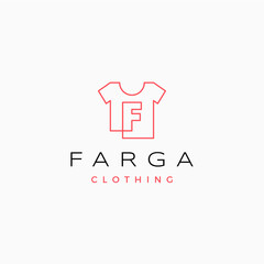 F letter tee tshirt apparel clothing monogram logo vector icon illustration