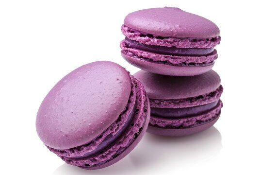 Violet macaroon on white background