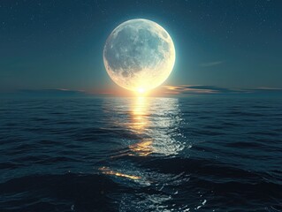 Naklejka na ściany i meble Full Moon Ocean