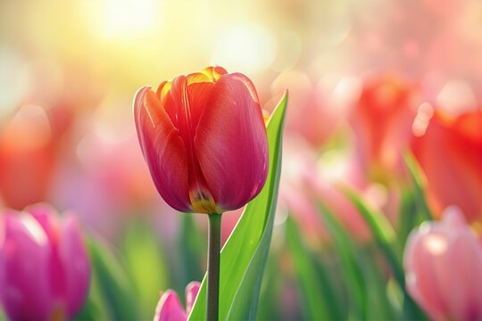 カラフルな春のチューリップ写真（春爛漫・幻想的・色鮮やか・花言葉）