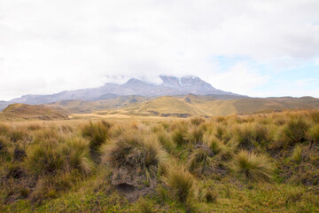 Fototapeta premium Reise durch Südamerika. Riobamba in Ecuador. Tour unterhalb des Chimborazo.