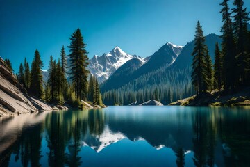 lake in the mountains generated by AI technology