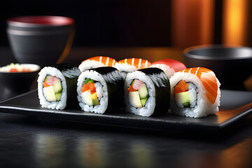 sushi on a plate. 