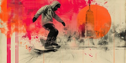  Skateboarding Culture Risograph - obrazy, fototapety, plakaty