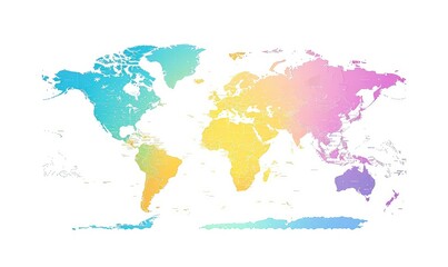 Flat world map Bright pastel colors