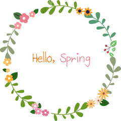 frame of flowers, wreath, vector, illustration, spring 