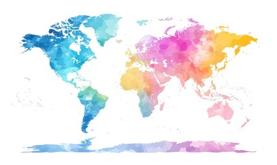 Fototapeta na wymiar Flat world map Bright pastel colors