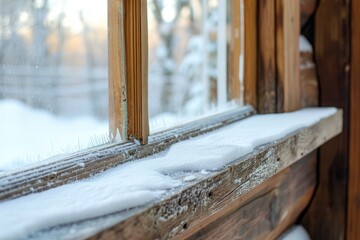 Winter sill on a wood window