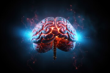 Fototapeta premium Brain disease diagnostics axon, Hounsfield Units (HU), intracranial hemorrhage, brain lesions, tumors, and stroke imaging. Traumatic brain injury assessments, intracranial pressure monitoring skull CT