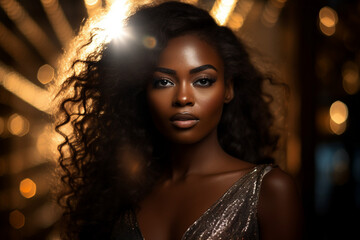 Generative AI picture High fashion show with beautiful young female model dressed fine designer clothes