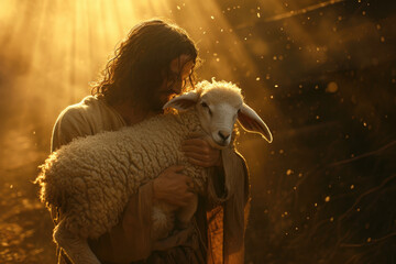 Jesus recovered lost sheep carrying it in his arms