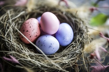 Fototapeta na wymiar easter eggs in nest, Easter background, Easter holiday