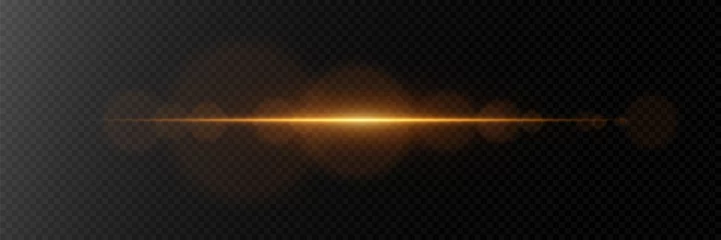 Poster Golden horizontal glare of light. Line flash effect. On a transparent background. © Hanna