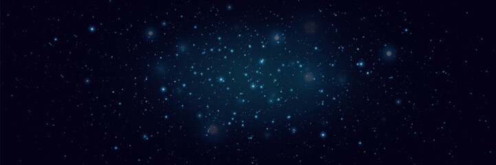 Sparkles of fairy dust and blue stars shine with a special light. Particles of glare of light.