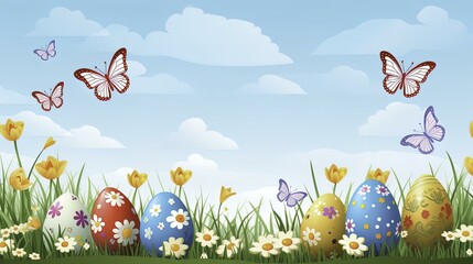 easter eggs in the grass, easter background, easter holiday, easter