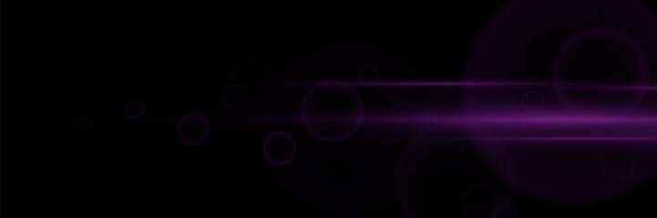 Light glare of light. A flash of lines and shimmer particles. Horizontal neon light.